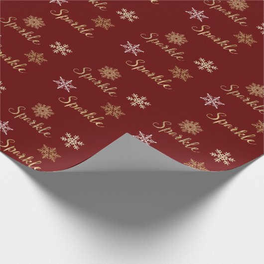 Roter Glitzer Sparkasse Snowflakes Geschenkpapier (Ecke)