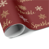 Roter Glitzer Sparkasse Snowflakes Geschenkpapier (Rolleneckpunkt)