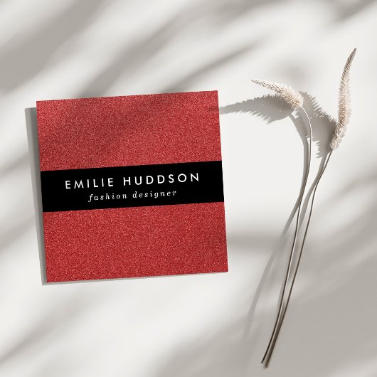 Roter Glitzer, Sparkle, Hintergrund des Glitzer Quadratische Visitenkarte