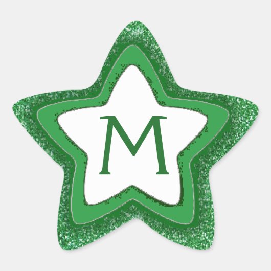 Roter Glitzer Stern individuell anpassbare Monogra Stern-Aufkleber (Vorderseite)