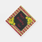 Roter Glitzer Streifen Gelbe Rosen Geburtstag Serviette (Ecke)