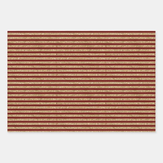 Roter Glitzer Streifen Geschenkpapier Set (Vorderseite)