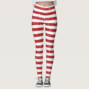 Roter Glitzer Streifen Leggings