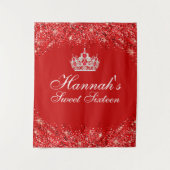 Roter Glitzer Sweet 16 Hintergrund Wandteppich (Vorderseite)