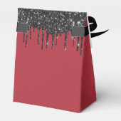 Roter Glitzer Tropfen mit Monogramm Geschenkschachtel (Rückseite)