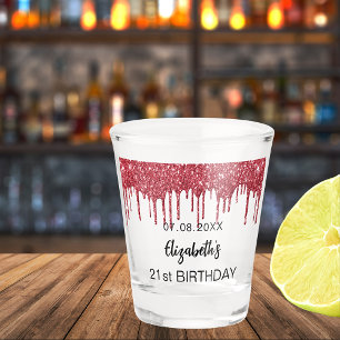 Roter Glitzer Tropfen Name Geburtstagsparty Schnapsglas