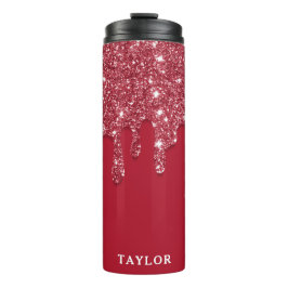 Roter Glitzer Tropfen Personalisiert Thermosbecher