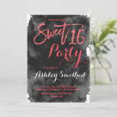 Roter Glitzer Typografie schwarze Aquarellfarbe Sw Einladung (Stehend Vorderseite)