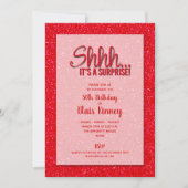 Roter Glitzer ÜBERRASCHUNG Geburtstag Einladung (Vorderseite)