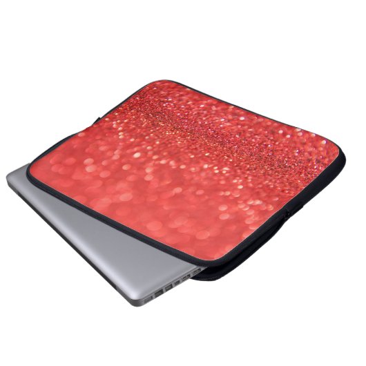 Roter Glitzer und Blasen Laptopschutzhülle (Vorne Knopf)