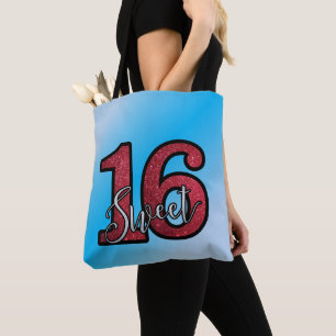 Roter Glitzer und blauer Hintergrund Tasche