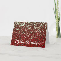 Roter Glitzer und helle Leuchten Weihnachtskarte
