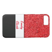 Roter Glitzer und Kohlenstofffaser Case-Mate iPhone Hülle (Rückseite (Horizontal))