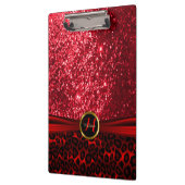 Roter Glitzer und Leopard-Skin-Design Klemmbrett (Links)