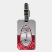 Roter Glitzer und Metallpinsel Gepäckanhänger (Vorderseite vertikal)