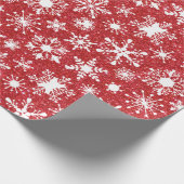 Roter Glitzer und Schneeflocken Geschenkpapier (Ecke)
