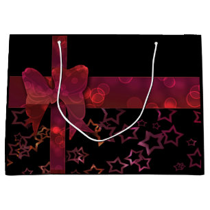 Roter Glitzer und schwarze Sterne Große Geschenktüte