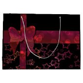 Roter Glitzer und schwarze Sterne Große Geschenktüte (Rückseite)