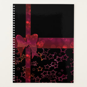 Roter Glitzer und schwarze Sterne Planer