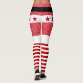 Roter Glitzer und weiße Streifen Weihnachten Leggings (Rückseite)