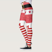 Roter Glitzer und weiße Streifen Weihnachten Leggings (Links)