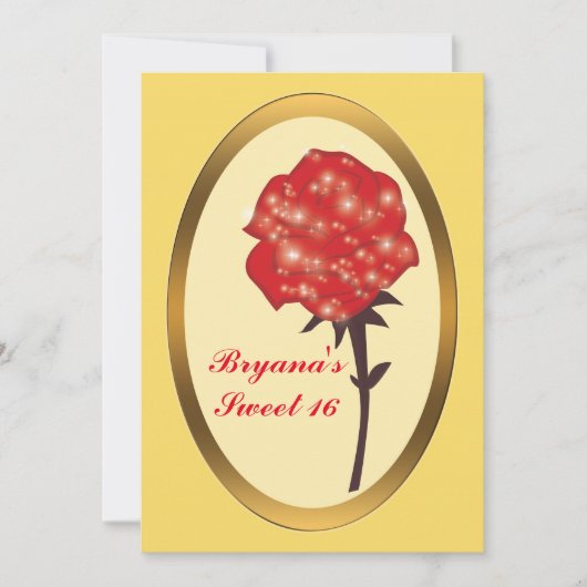 Roter Glitzer Verzauberte Rose Elegantes Party Einladung (Vorderseite)