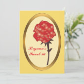 Roter Glitzer Verzauberte Rose Elegantes Party Einladung (Stehend Vorderseite)