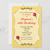 Roter Glitzer Verzauberte Rose Elegantes Party Einladung (Rückseite)