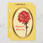 Roter Glitzer Verzauberte Rose Elegantes Party Einladung (Vorne/Hinten)