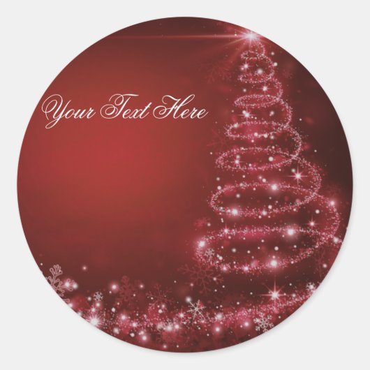 Roter Glitzer-Weihnachtsbaum-Aufkleber Runder Aufkleber (Vorderseite)