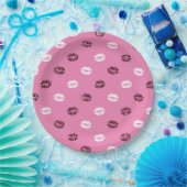 Roter Glitzer Weiße Küsse Lippen Pappteller (Party)