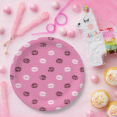 Roter Glitzer Weiße Küsse Lippen Pappteller (Party)