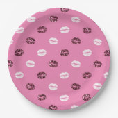 Roter Glitzer Weiße Küsse Lippen Pappteller (Vorderseite)