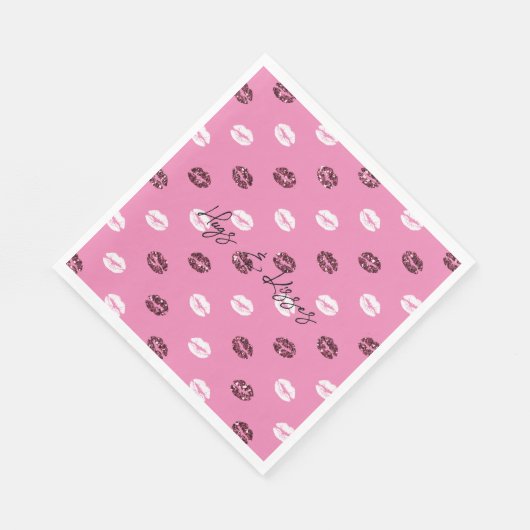 Roter Glitzer Weiße Küsse Lippen Serviette (Ecke)
