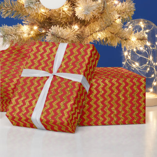 Roter Glitzer Zickzack Streifen Geschenkpapier