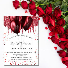 Roter Glitzer zum Geburtstag Einladung