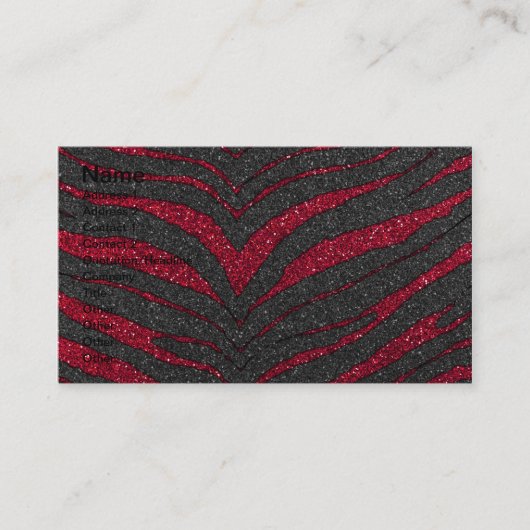 Roter Glitzerzebra-Druck Visitenkarte (Vorderseite)
