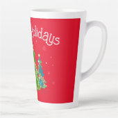 Roter glücklicher Urlaub, Bäume, Schneeflocken, mo Milchtasse (Rechts)