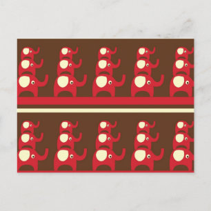 Roter Glückselefant Musterdruck Postkarte