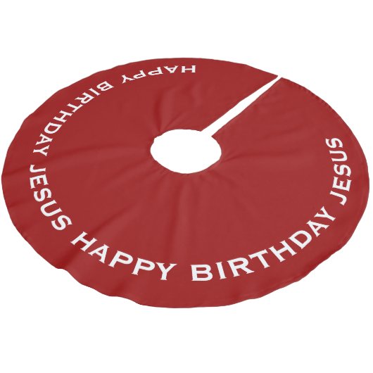 Roter Glückwunsch Geburtstag Jesus Polyester Weihnachtsbaumdecke (Schrägansicht)