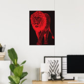 Roter Glühen-Löwe Poster (Heimbüro)