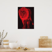 Roter Glühen-Löwe Poster (Küche)