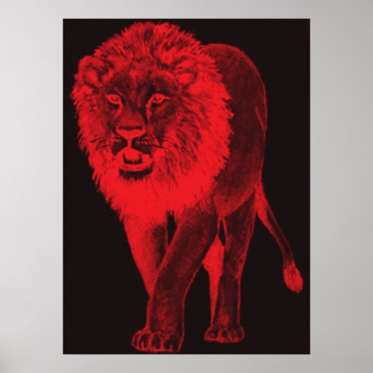 Roter Glühen-Löwe Poster (Vorne)