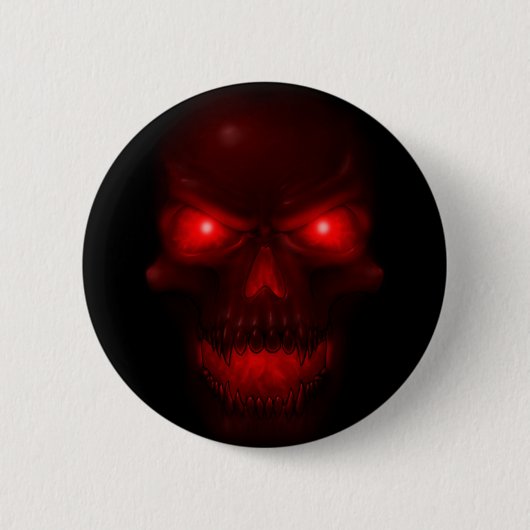 Roter glühender Schädel Button (Vorderseite)