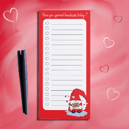 Roter Gnome mit Herzen | Liste der Freundlichkeit Magnetischer Notizblock