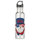 Roter Gnome mit Weihnachtslicht Edelstahlflasche (Vorderseite)