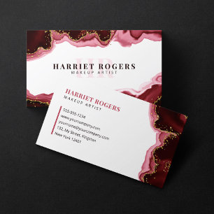 Roter Gold Glitter Achat Make-up-Artist Anfangslog Visitenkarte