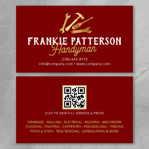 Roter Gold Handwerker Reparatur & Wartung QR Code Visitenkarte