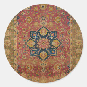 Roter Gold Kashan Teppich Perser Asiatisch Runder Aufkleber