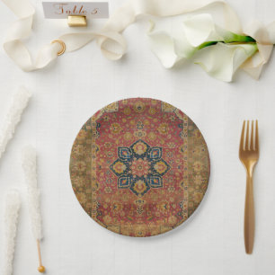 Roter Gold Kashan Teppich Persischer Asiatischer Pappteller